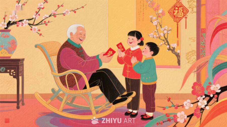 祖孙共度春节，传递红包祝福 1272