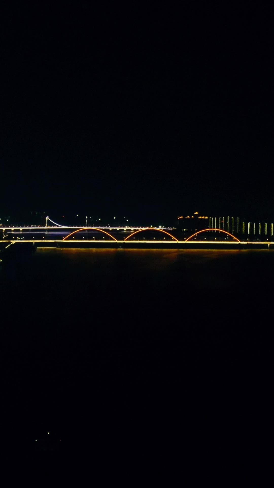 城市航拍湖南长沙城市夜景灯光竖屏3