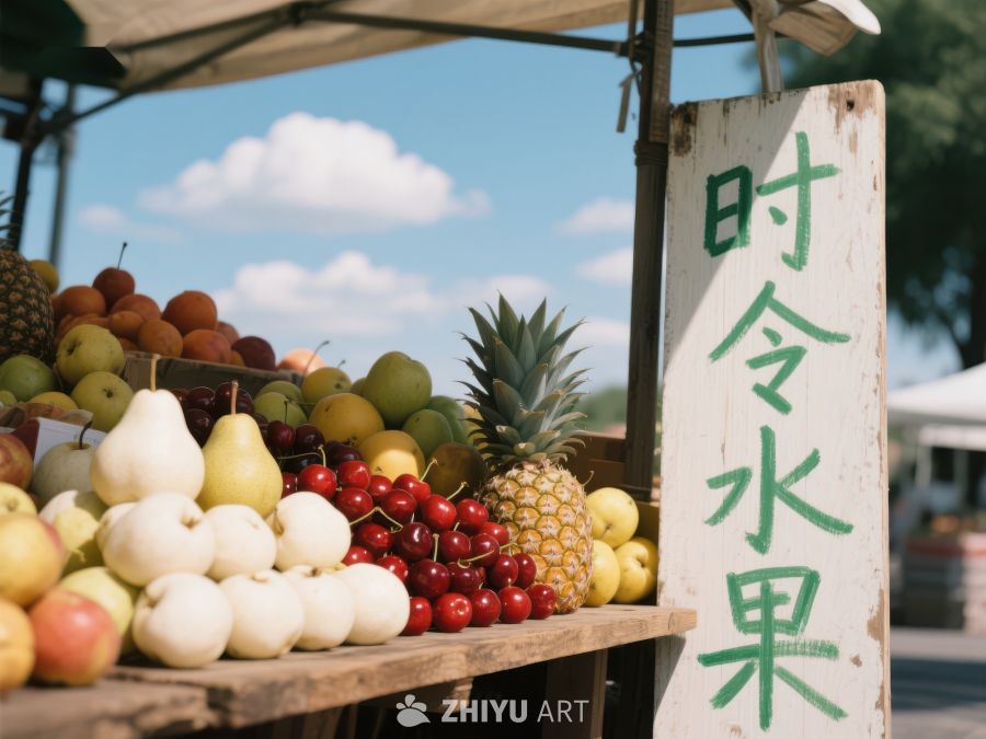 时令水果摊位展示 477