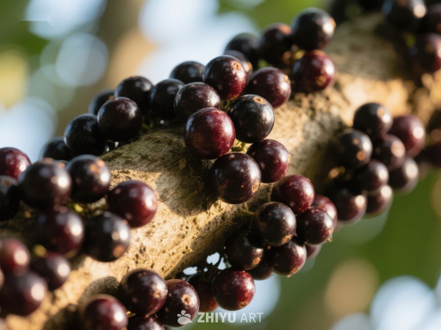 树干上的紫色果实 530