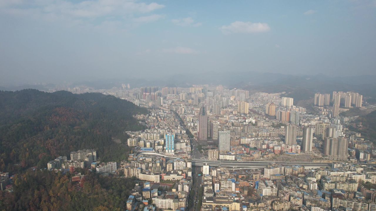 贵州遵义城市风光汇川区航拍