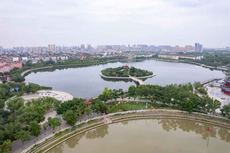 河北沧州城市风光地标建筑航拍图 