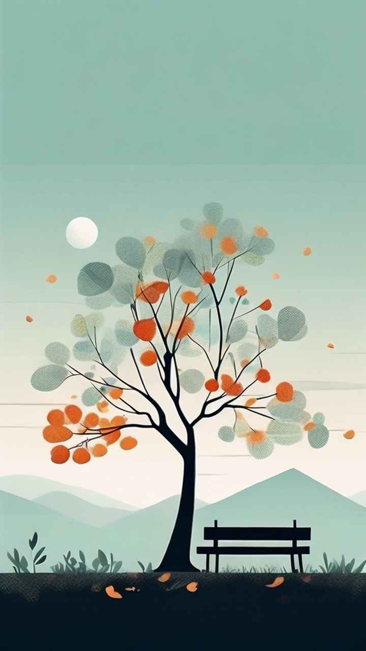 极简主义元素花朵和树枝插画