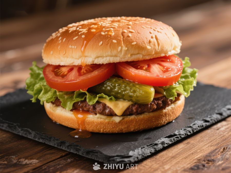 经典芝士汉堡，新鲜美味