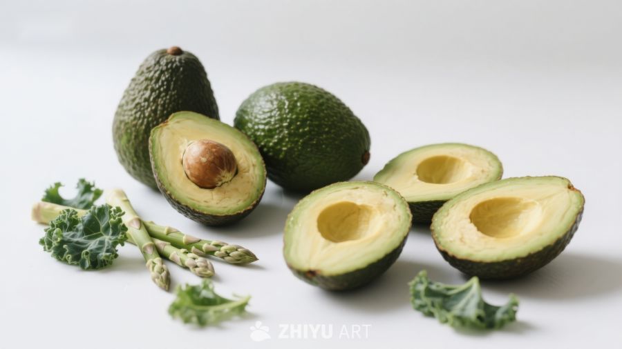 新鲜牛油果与蔬菜静物