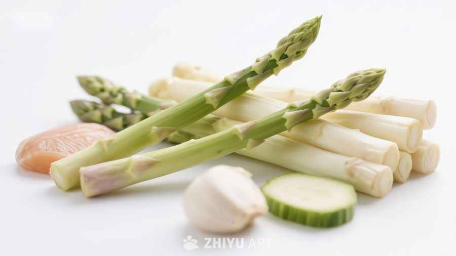 新鲜芦笋与配菜食材