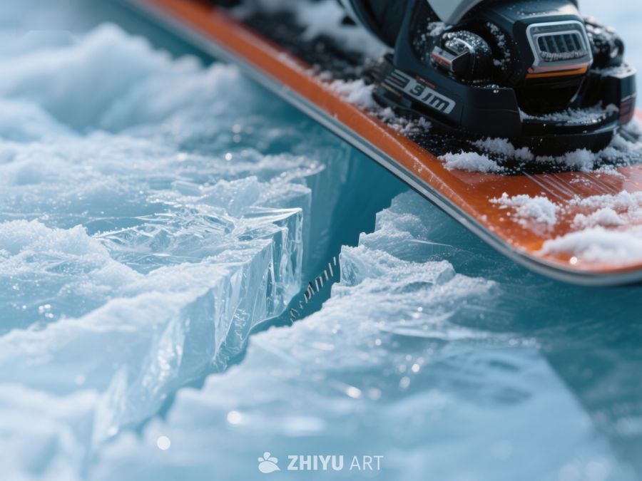 滑雪板静置于冰雪裂缝之上 90