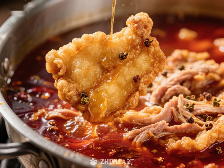 麻辣火锅中的金黄酥肉 390