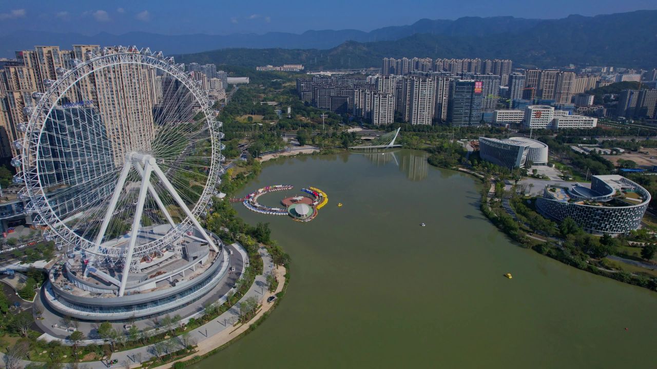 航拍福州晋安湖公园景观 9