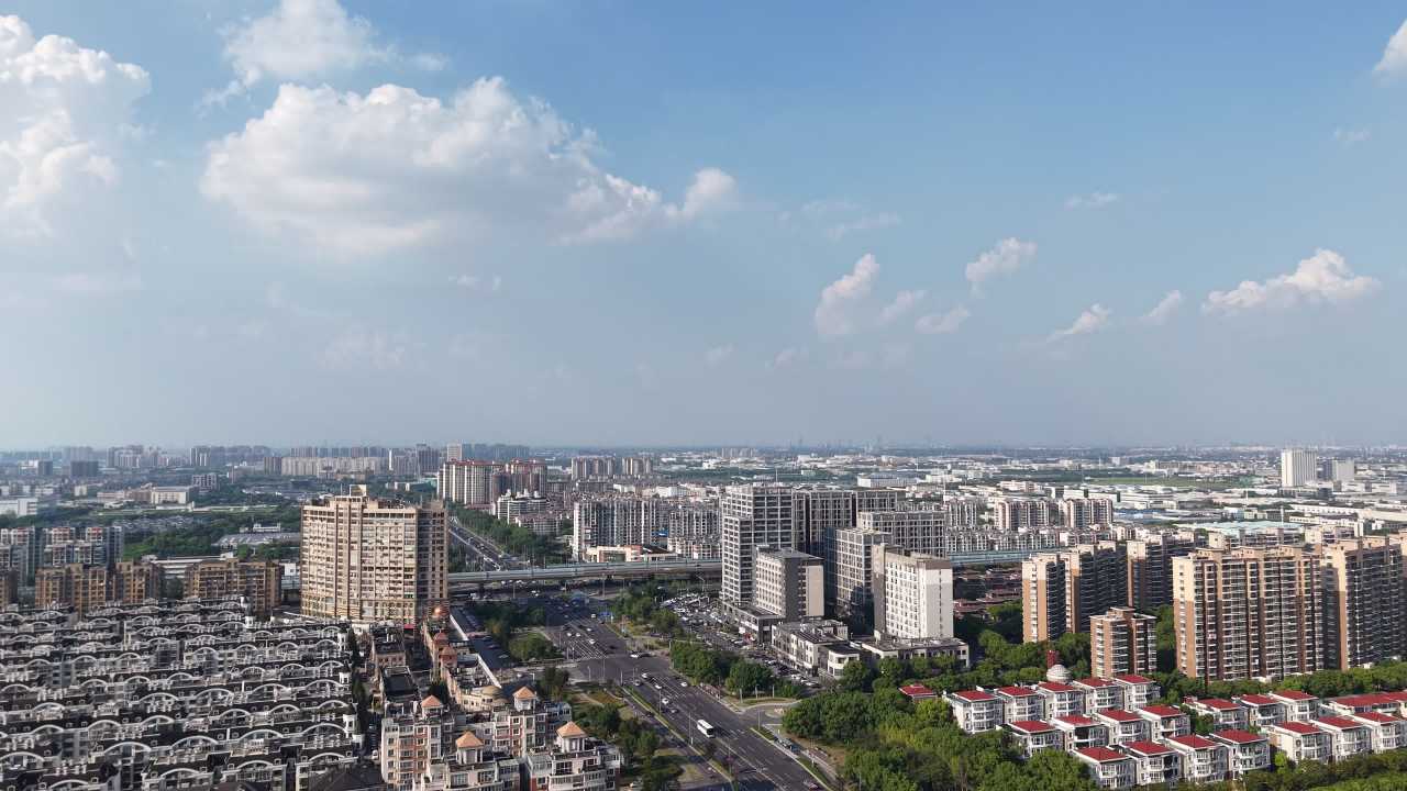航拍昆山城市大景风光 8