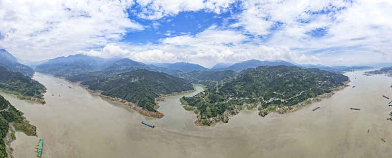 祖国壮丽山河长江三峡风光全景图 