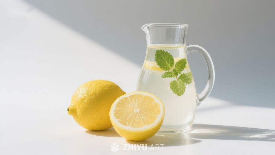柠檬薄荷水与新鲜柠檬