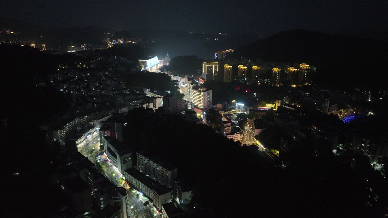 4K航拍浙江杭州淳安县千岛湖夜景风光 5
