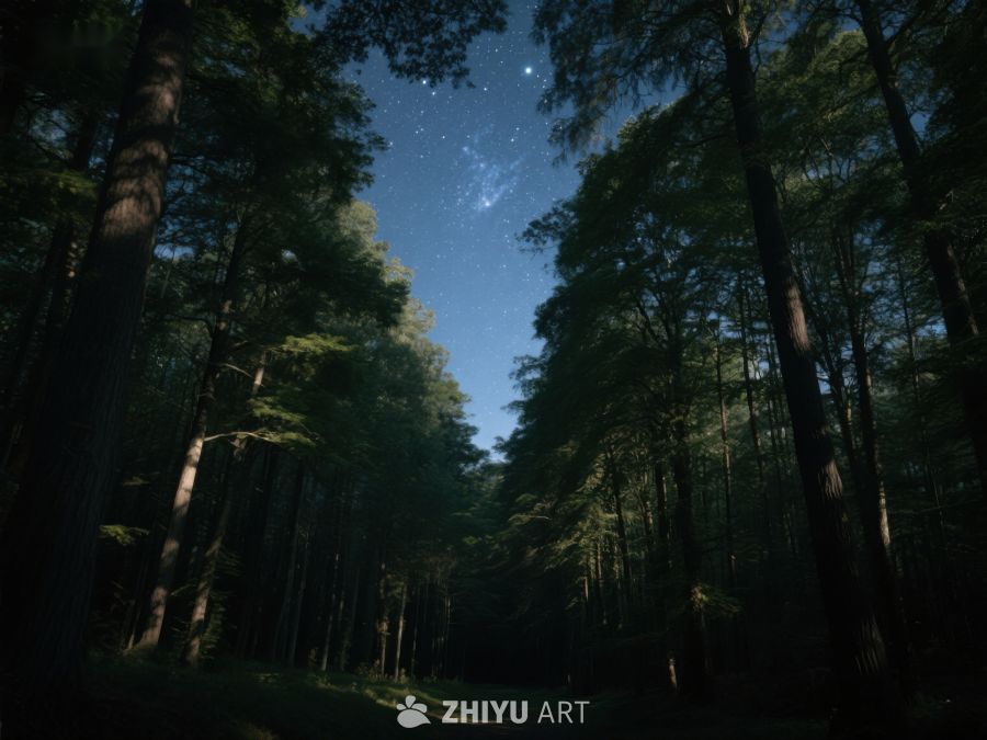 夜空下的森林小径 363