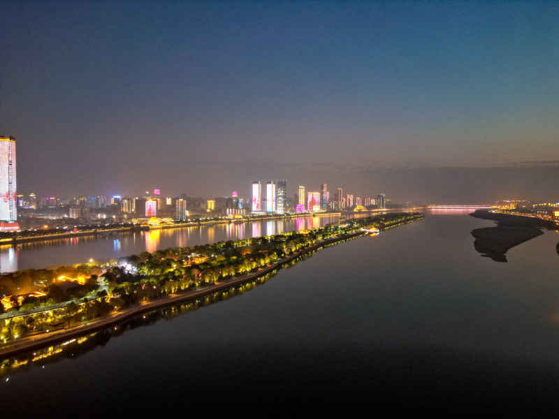 湖南长沙城市建筑高楼交通航拍摄影图