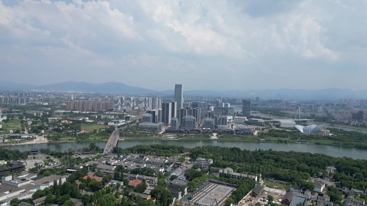  航拍金华五婺州古城景区古子城