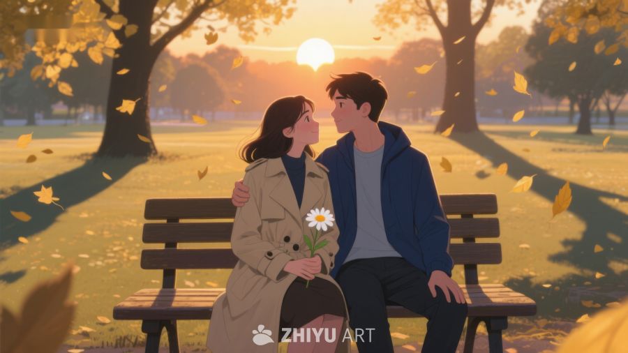 秋日公园情侣温馨相拥 267