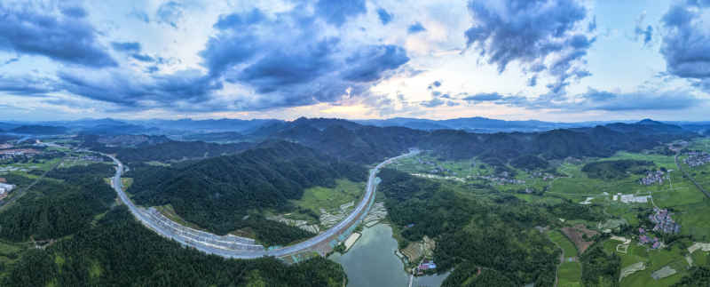 祖国大好河山夕阳晚霞航拍摄影图