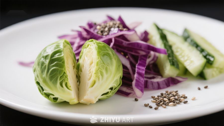 切片蔬菜与奇亚籽摆盘