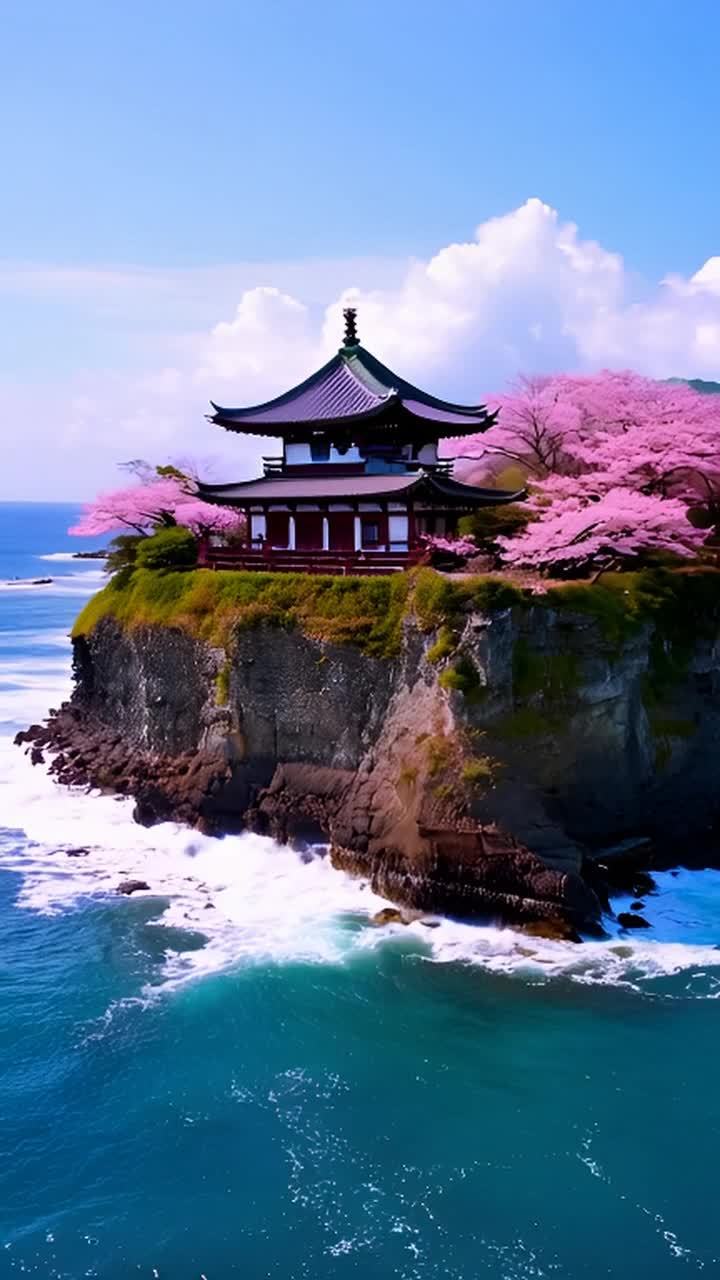 悬崖上的古老日本寺庙：一座坐落在海边峭壁之上的古老