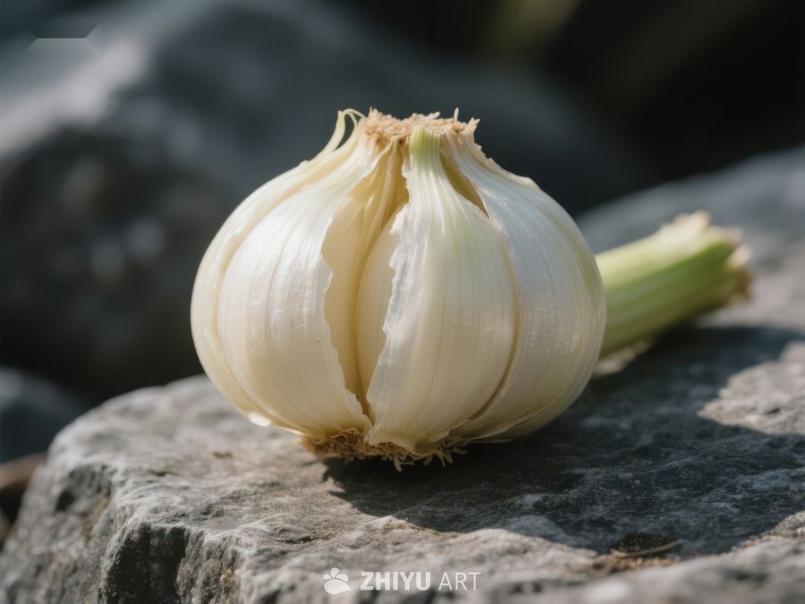 新鲜大蒜置于岩石之上 453