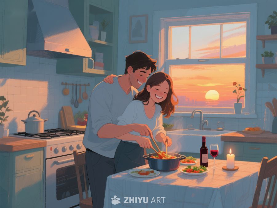 温馨厨房里的晚餐时光 707