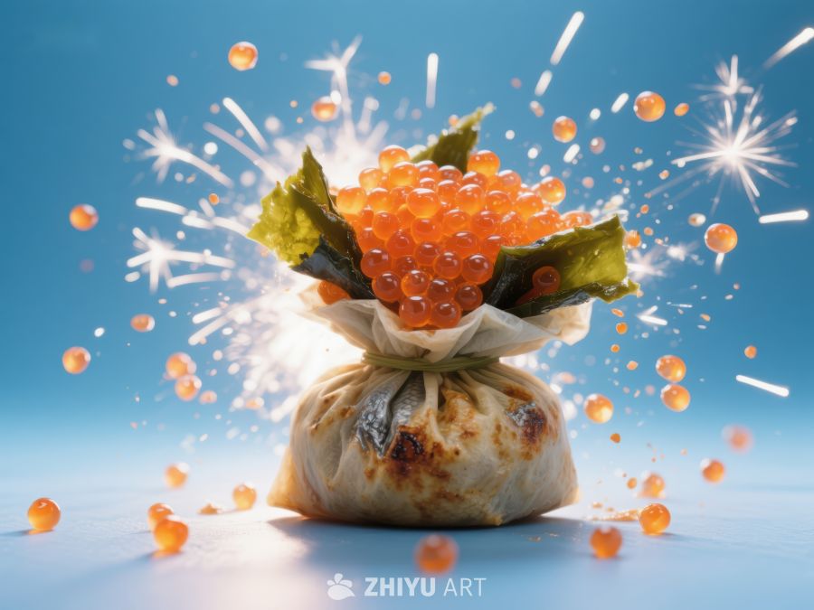 爆裂鱼子酱包裹的美食瞬间