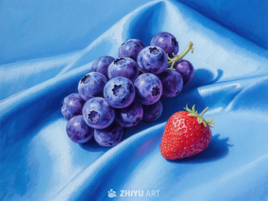蓝莓与草莓的静物画 131