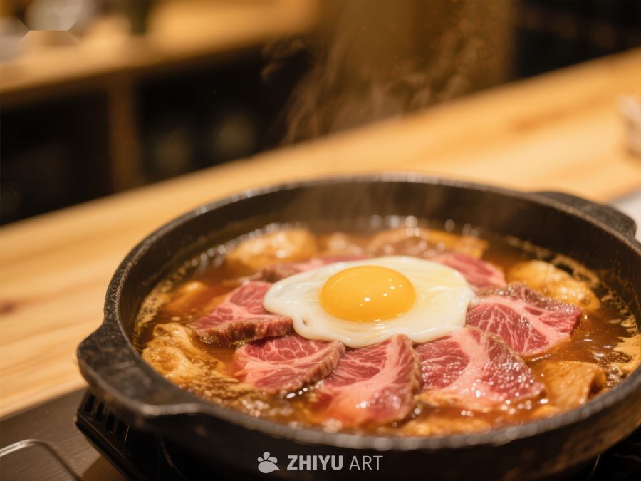 热气腾腾的牛肉煎蛋锅 596