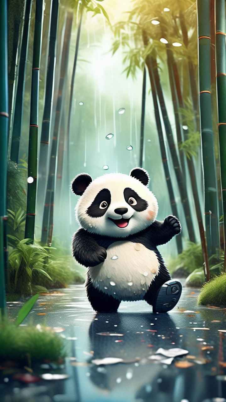 竹林背景雨林熊猫 46