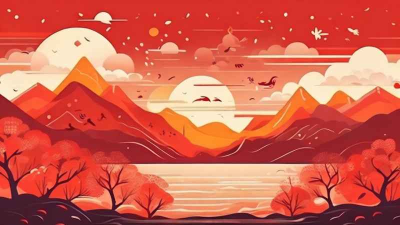 春节拜年守岁插画背景 2