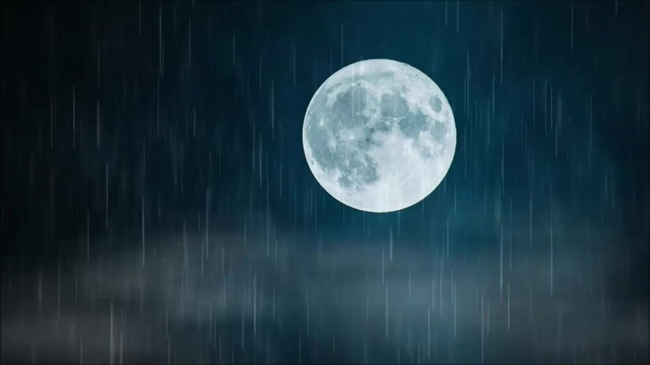 月球雨夜天空天气满月云雨滴夜晚的天空月光性质心情黑暗黑