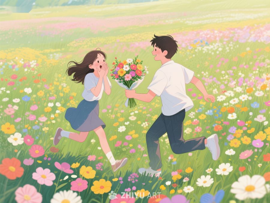 花田中奔跑的男女 329