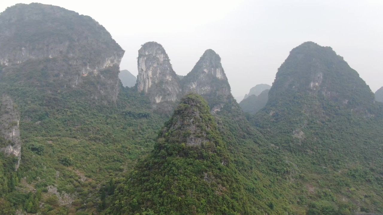 广西桂林城市山水风光航拍 
