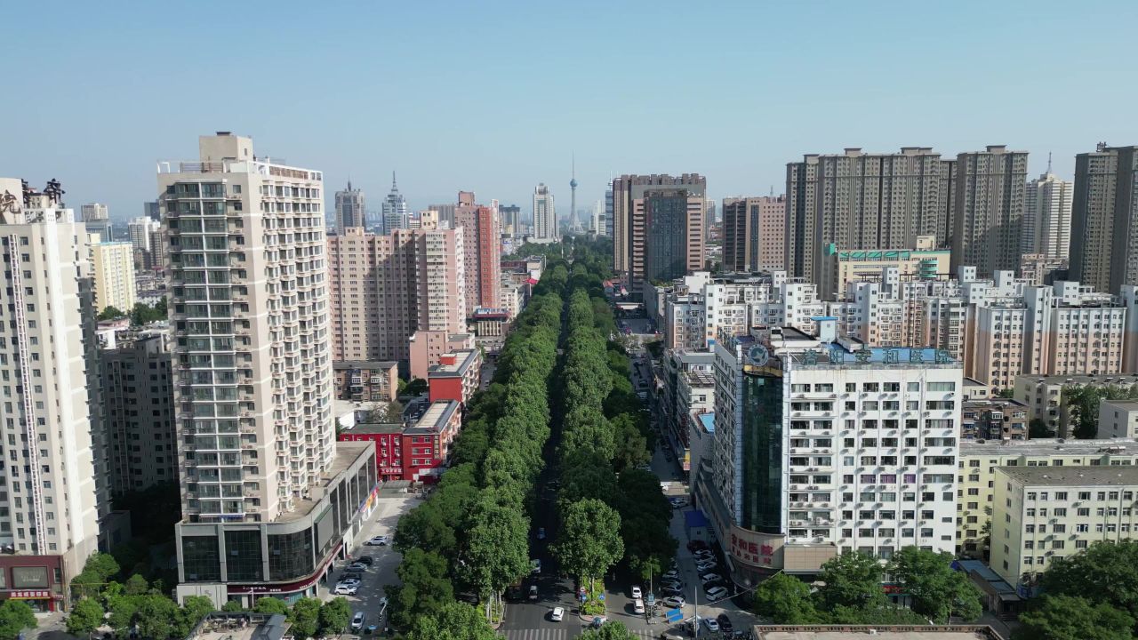 河南洛阳城市风光航拍 