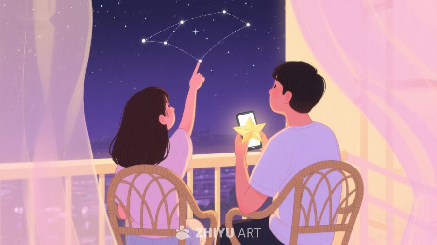 夜空下共赏星座的二人时光 556