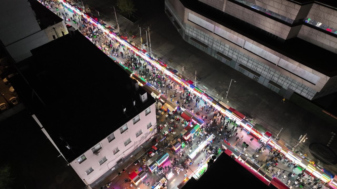 夜市人群 城市夜景宣传 城市地标