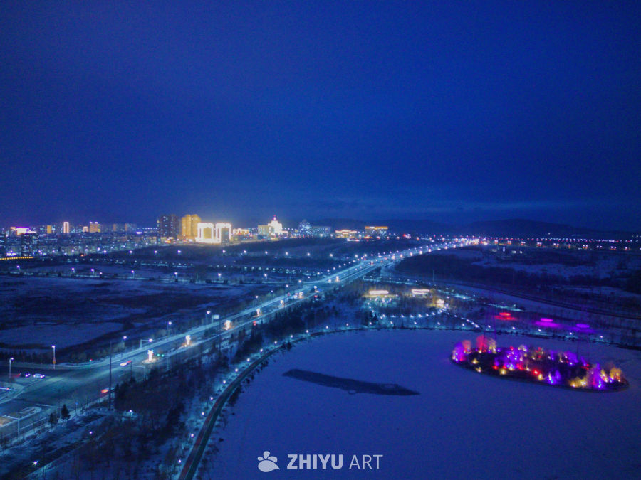 雪国深蓝 灯火照归途