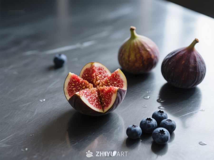 新鲜无花果与蓝莓的静物组合 745