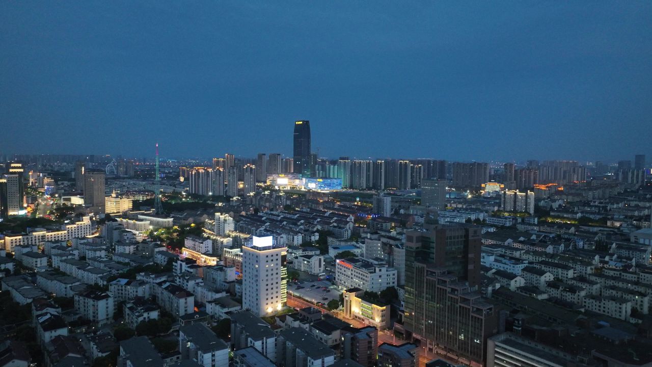 4K航拍昆山城市夜景风光 2