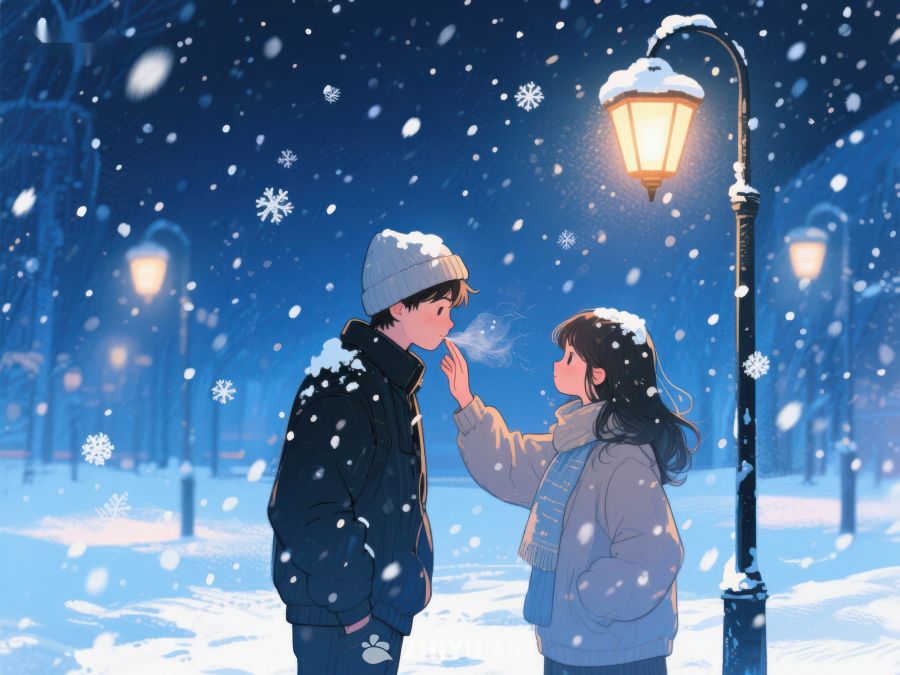 冬夜雪中温馨对话 161