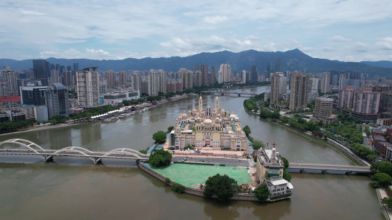 福建福州解放大桥中洲岛航拍