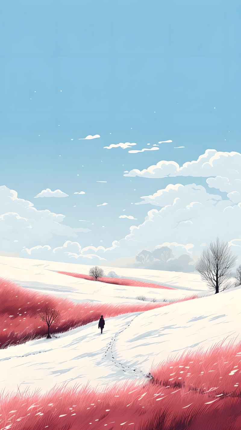 冬季唯美雪景创业插画 126