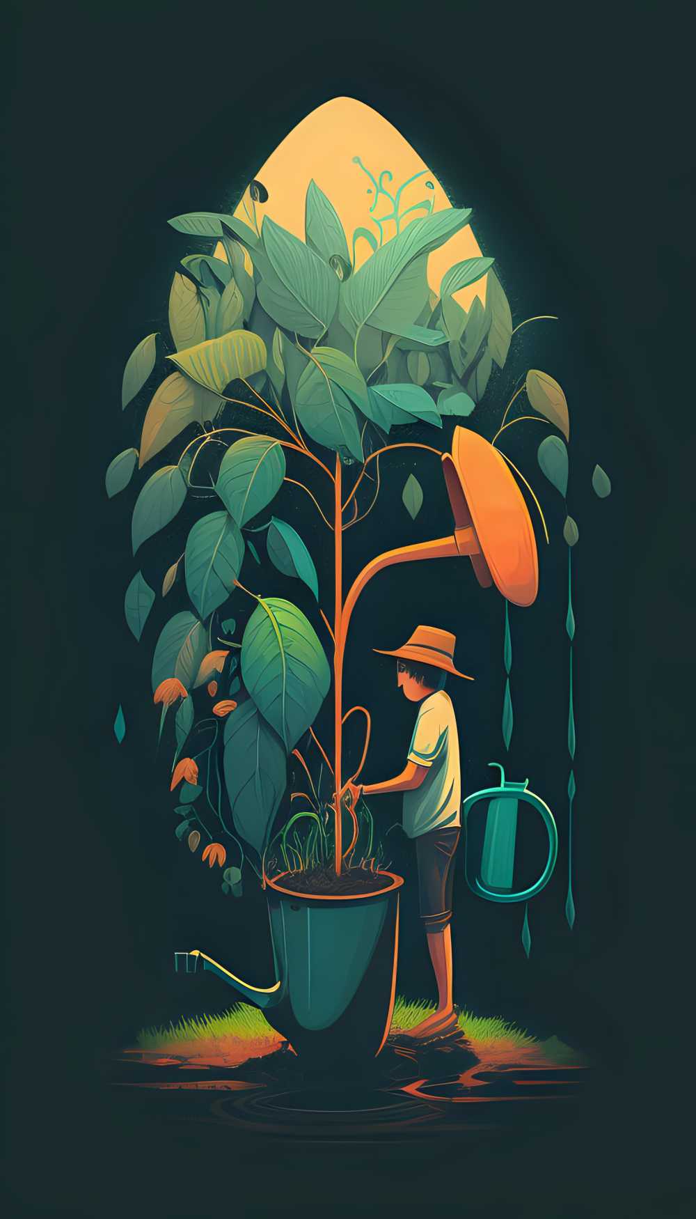 创意艺术画面劳动植树