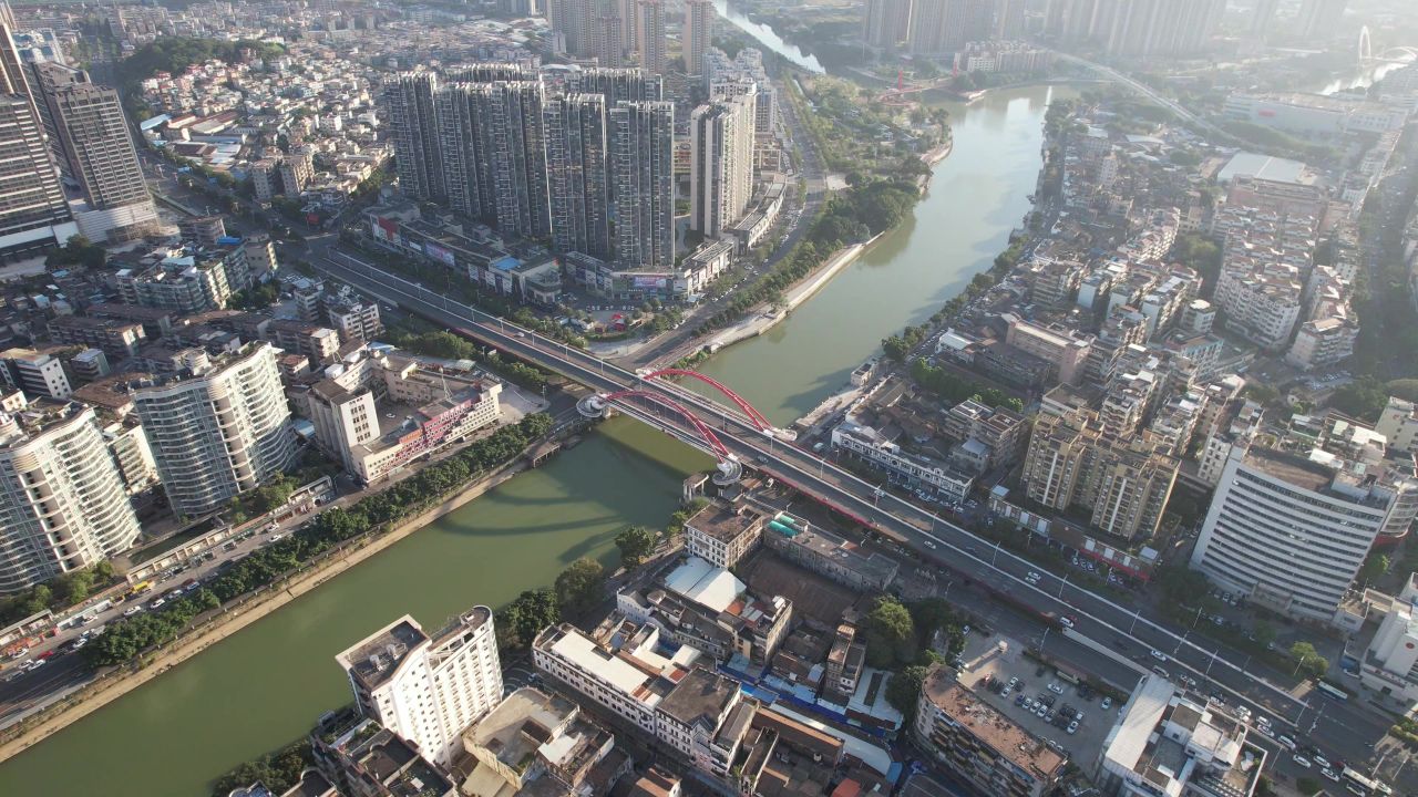 广东江门城市建设航拍 
