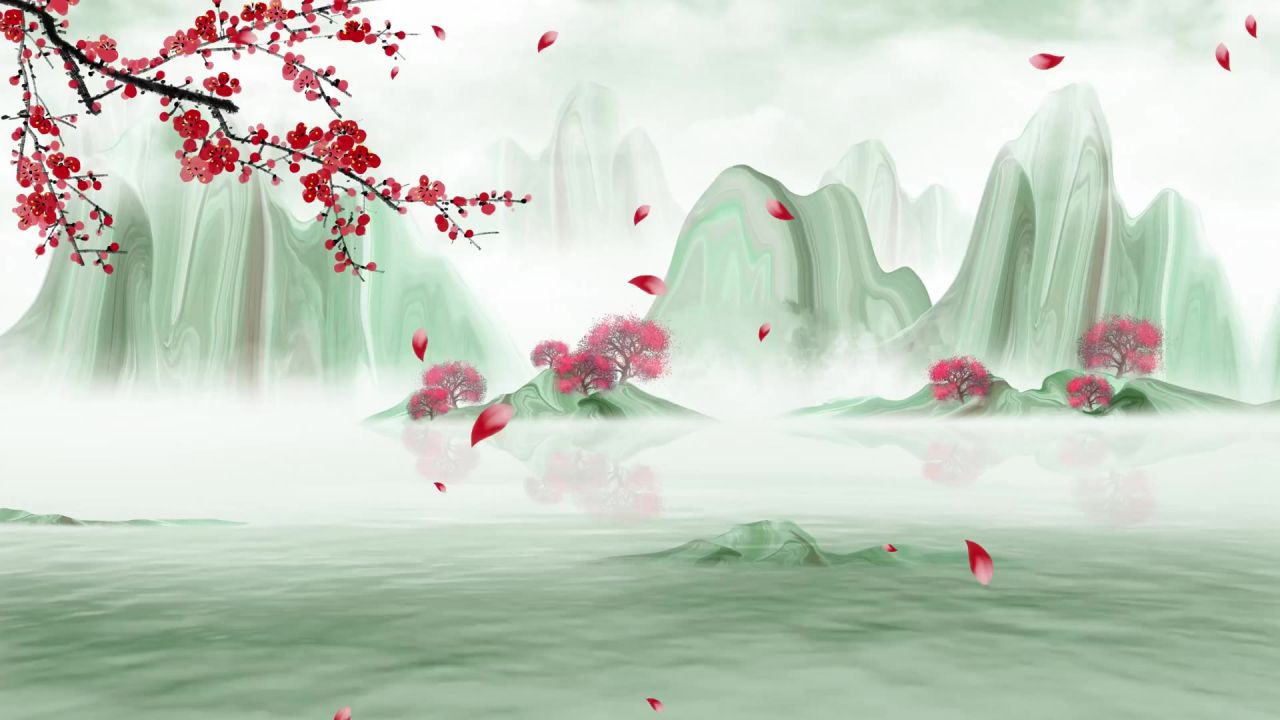 中国风水墨梅花古风戏曲晚会LED视频素材 18