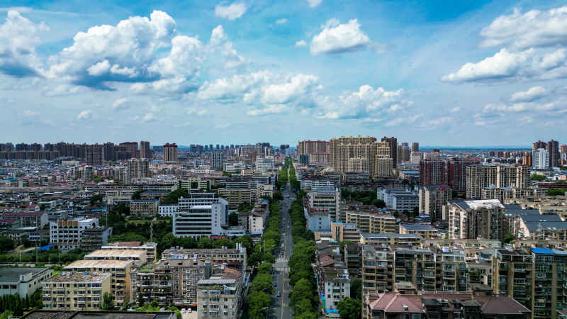 航拍江西抚州城市风光