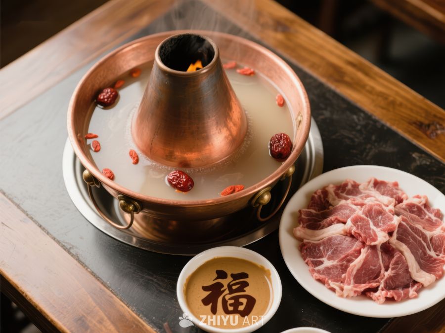 铜锅涮肉，热气腾腾的美食享受 739