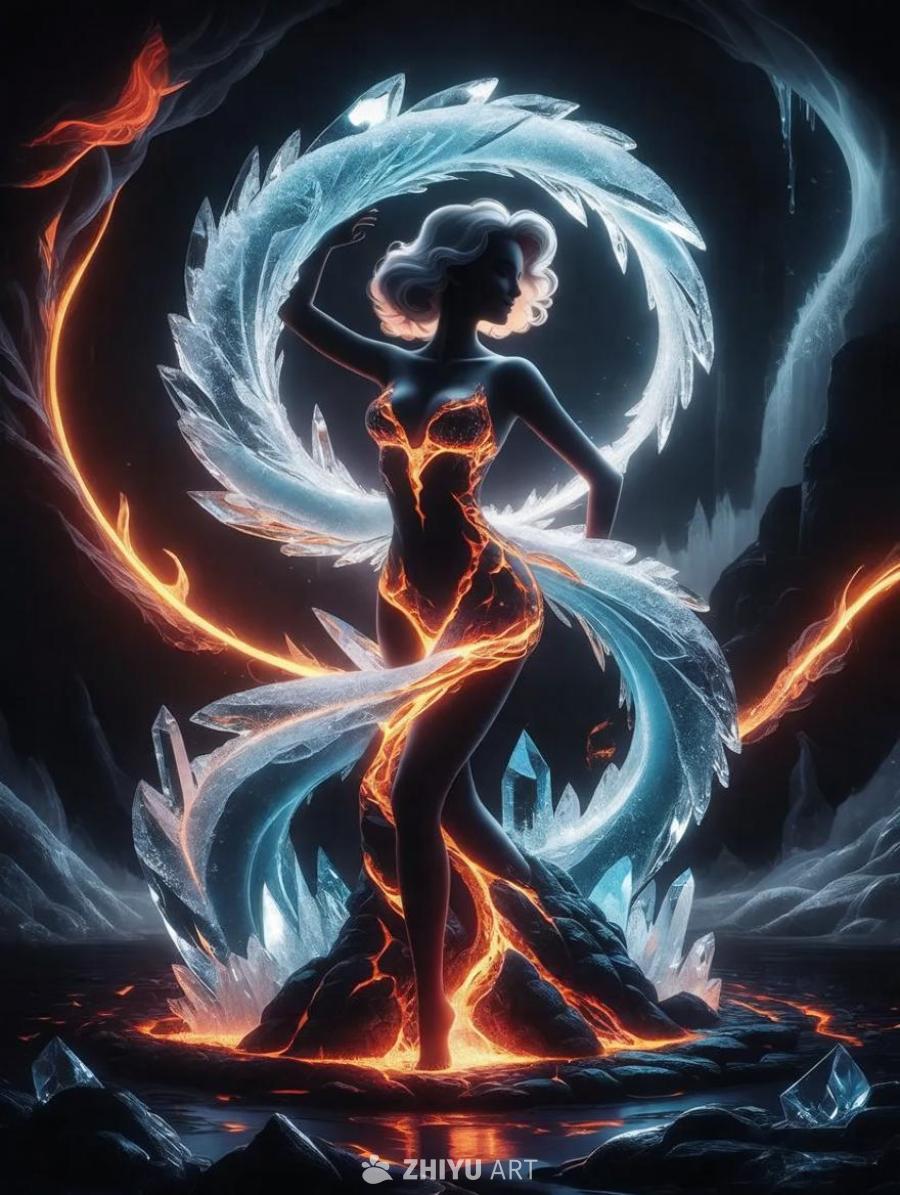 一个概念插图，描绘了一个女人的轮廓，由融化的冰和发