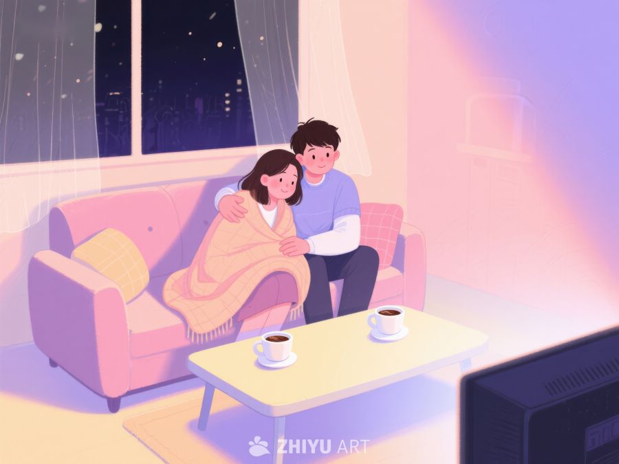 温馨夜晚，沙发上的亲密时光 899